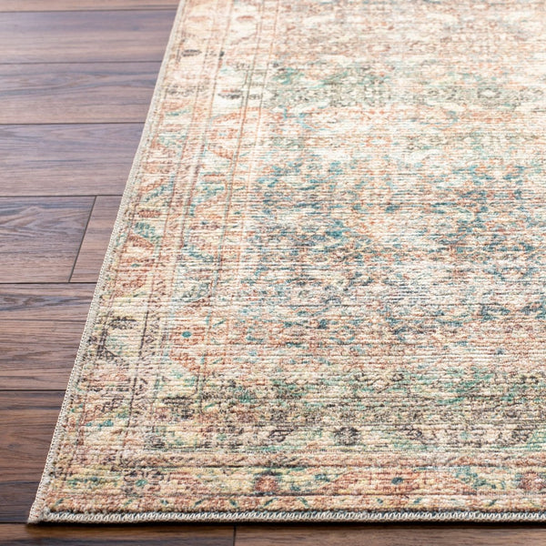 Livabliss Marlene Large Format Polyester Area Rug for Living and Dining Rooms Turkish Woven Emerald, Seafoa 6'6" x 9' BOMN2302-679