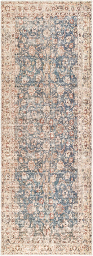 Livabliss Marlene Turkish Machine Woven Polyester Area Rug for Large Living Dining Spaces Ink Blue, Ivory 2'7" x 7'3" BOMN2303-2773