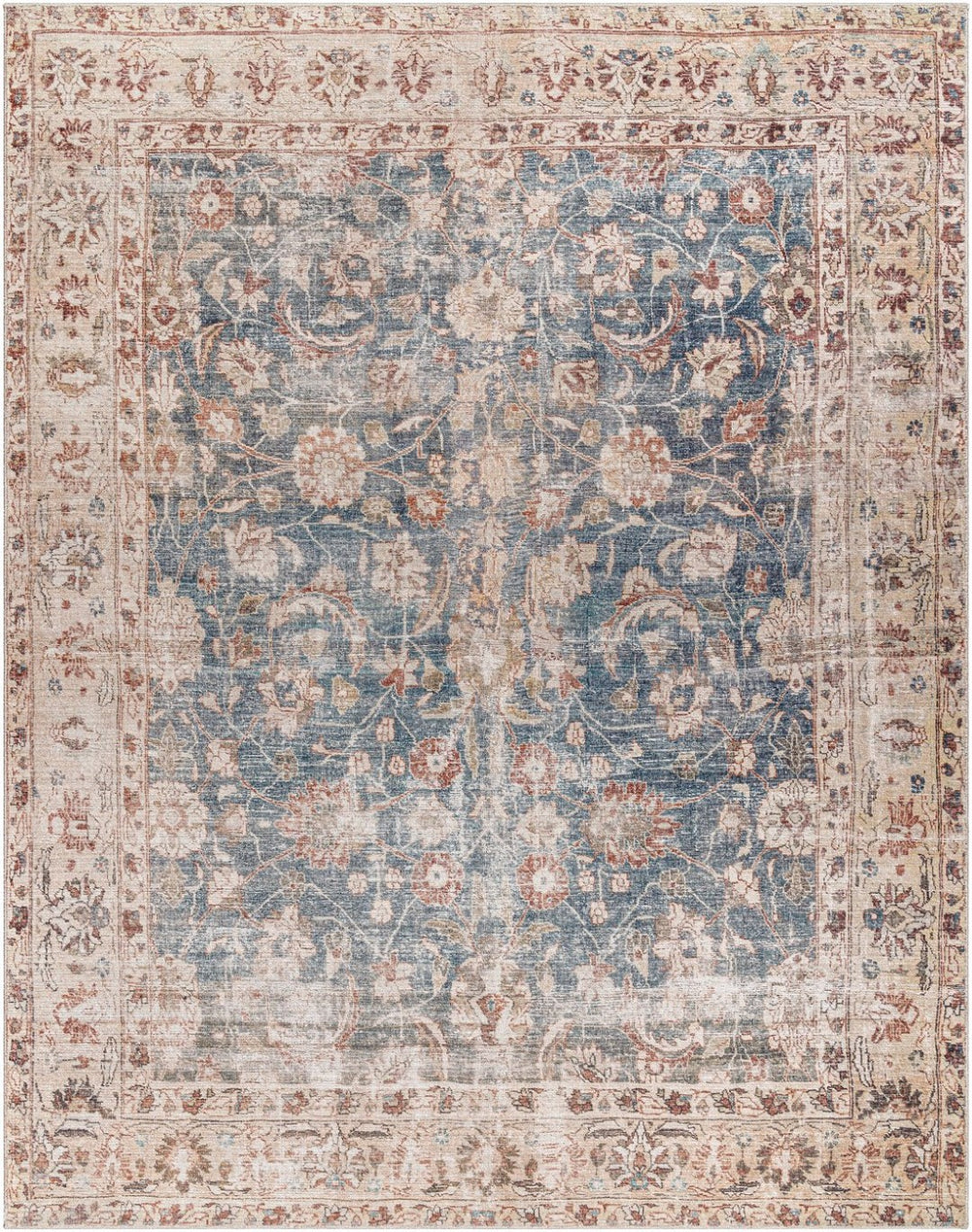 Livabliss Marlene Turkish Machine Woven Polyester Area Rug for Large Living Dining Spaces Ink Blue, Ivory 9'11" x 14' BOMN2303-1014