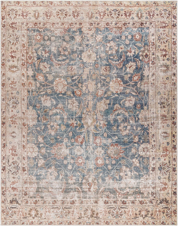 Livabliss Marlene Turkish Machine Woven Polyester Area Rug for Large Living Dining Spaces Ink Blue, Ivory 9'11" x 14' BOMN2303-1014