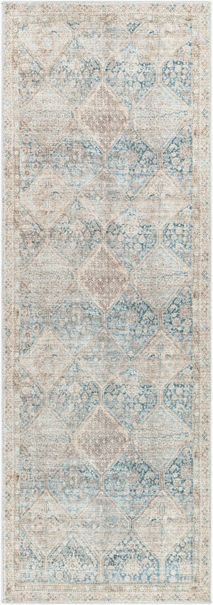 Livabliss Marlene Machine Woven Geometric Area Rug for Contemporary Living and Dining Spaces Emerald, Seafoa 2'7" x 7'3" BOMN2304-2773