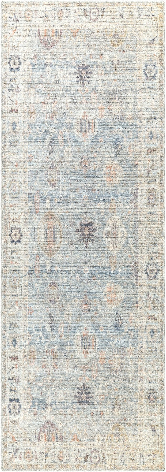 Livabliss Marlene Traditional Turkish Machine Woven Polyester Area Rug for Large Living Spaces Pale Blue, Dust 2'7" x 7'3" BOMN2306-2773
