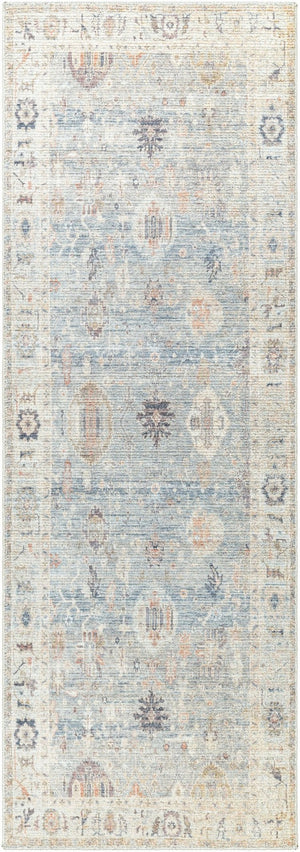 Livabliss Marlene Traditional Turkish Machine Woven Polyester Area Rug for Large Living Spaces Pale Blue, Dust 2'7" x 7'3" BOMN2306-2773