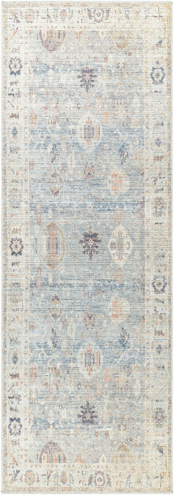 Livabliss Marlene Traditional Turkish Machine Woven Polyester Area Rug for Large Living Spaces Pale Blue, Dust 2'7" x 7'3" BOMN2306-2773