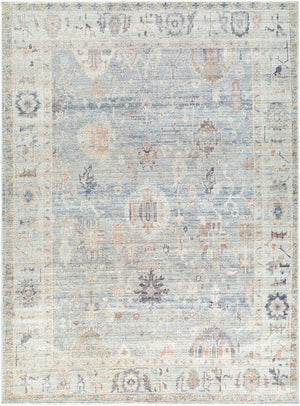 Livabliss Marlene Traditional Turkish Machine Woven Polyester Area Rug for Large Living Spaces Pale Blue, Dust 6'6" x 9' BOMN2306-679