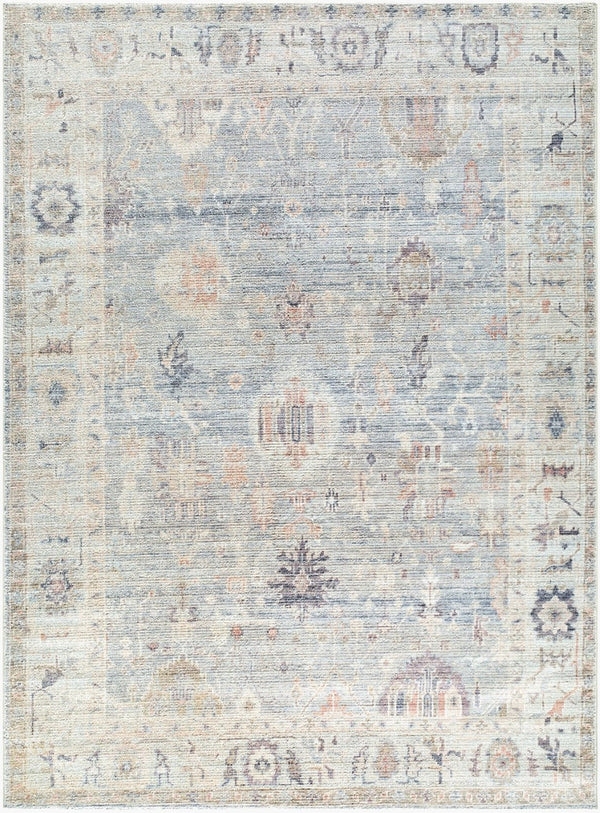 Livabliss Marlene Traditional Turkish Machine Woven Polyester Area Rug for Large Living Spaces Pale Blue, Dust 6'6" x 9' BOMN2306-679