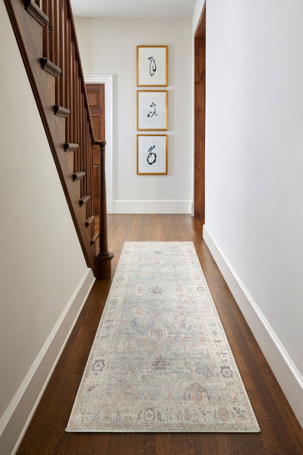 Livabliss Marlene Traditional Turkish Machine Woven Polyester Area Rug for Large Living Spaces Pale Blue, Dust 2'7" x 7'3" BOMN2306-2773