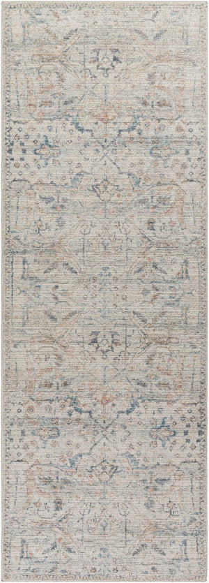 Livabliss Marlene Machine Woven Polyester Area Rug Geometric Pattern for Large Living Spaces Cream, Pale Blu 2'7" x 7'3" BOMN2309-2773