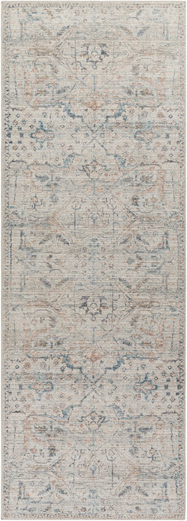 Livabliss Marlene Machine Woven Polyester Area Rug Geometric Pattern for Large Living Spaces Cream, Pale Blu 2'7" x 7'3" BOMN2309-2773