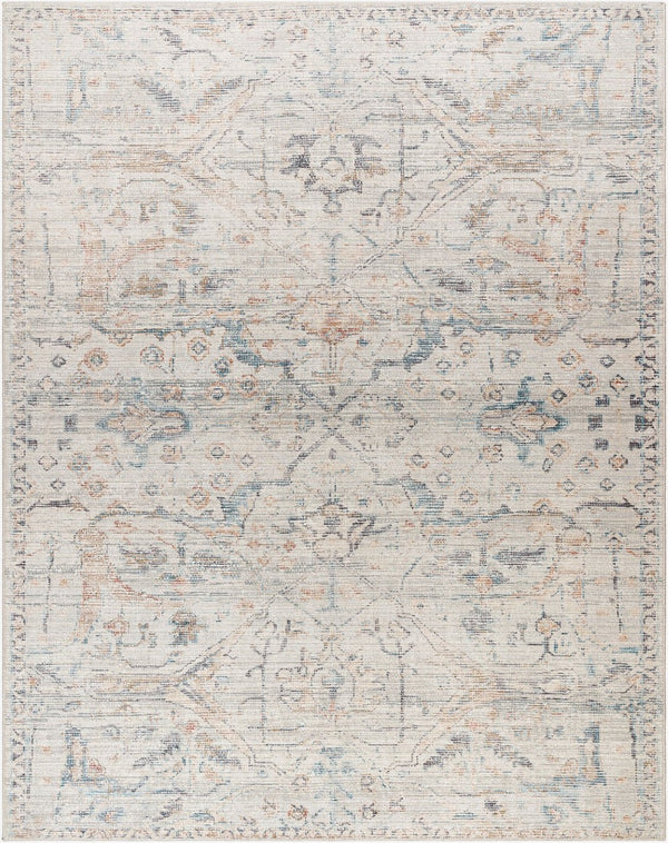 Livabliss Marlene Machine Woven Polyester Area Rug Geometric Pattern for Large Living Spaces Cream, Pale Blu 7'9" x 10' BOMN2309-71010