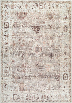 Livabliss Marlene Machine Woven Polyester Area Rug with Traditional Turkish Pattern for Large Rooms Light Brown, Iv 3'10" x 5'7" BOMN2311-31157