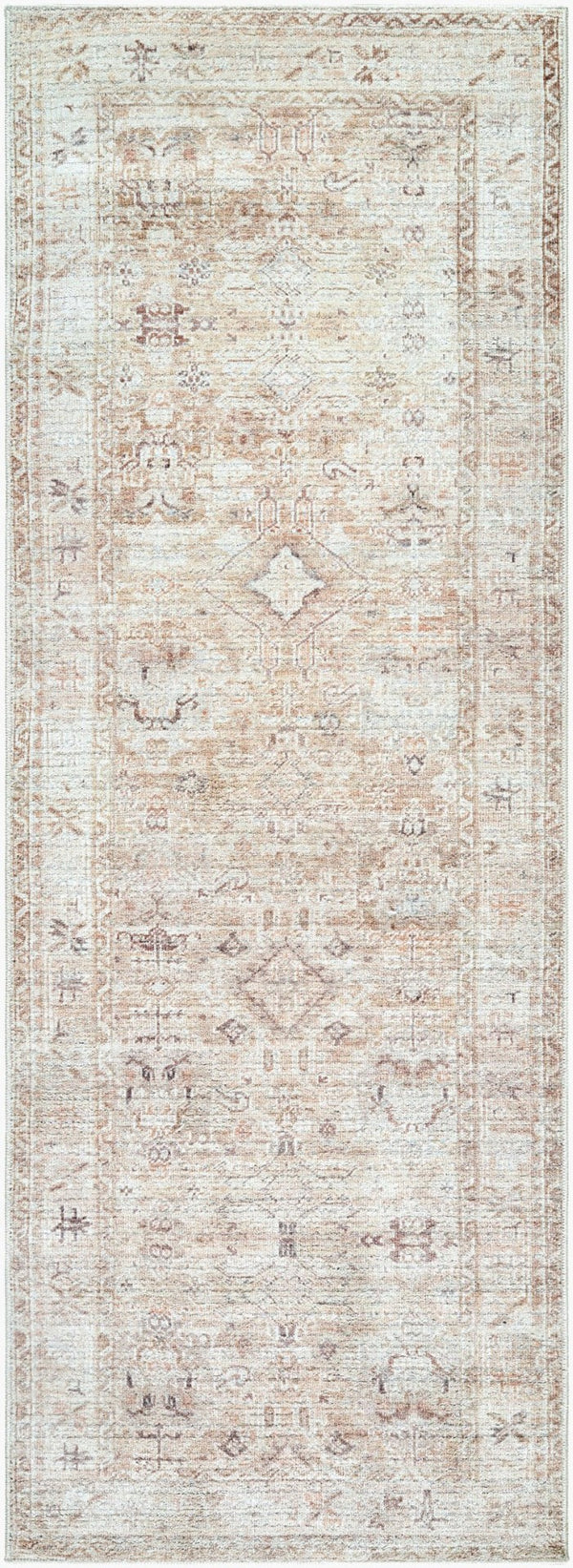 Livabliss Marlene Persian Medallion Polyester Area Rug for Large Living and Dining Spaces Cream, Tan 2'7" x 7'3" BOMN2312-2773