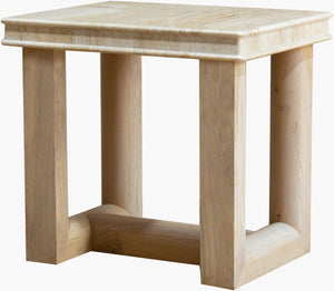 Surya Mayson Marble Top Oak Base End Table Transitional Stone Wood Accent for Living Room BOMS001-242620