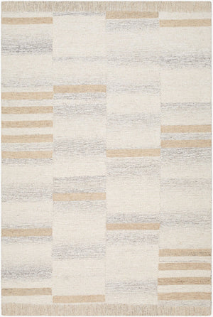 Livabliss Max Handcrafted Wool Rug Moroccan Stripe Desert Neutral Tones for Living Room Decor Ivory, Cream 5' x 7'6" BOMX2300-576