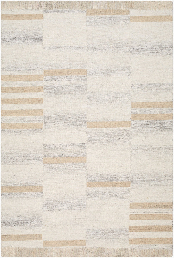 Livabliss Max Handcrafted Wool Rug Moroccan Stripe Desert Neutral Tones for Living Room Decor Ivory, Cream 5' x 7'6" BOMX2300-576