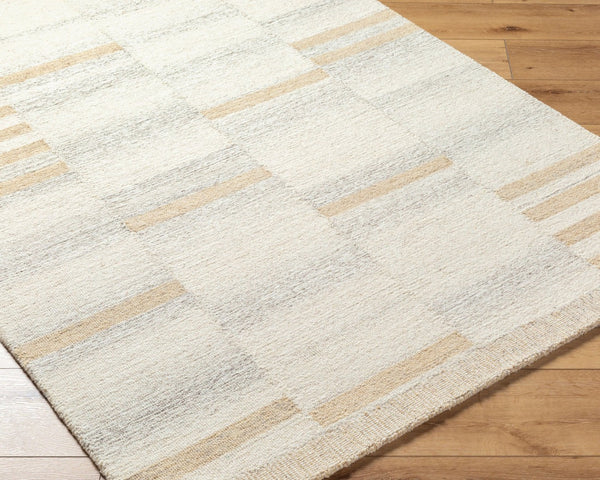 Livabliss Max Handcrafted Wool Rug Moroccan Stripe Desert Neutral Tones for Living Room Decor Ivory, Cream 5' x 7'6" BOMX2300-576