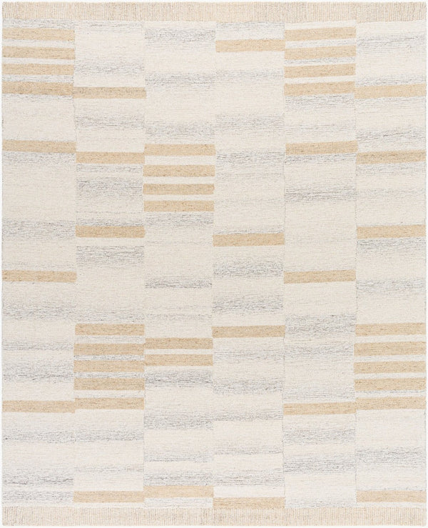 Livabliss Max Handcrafted Wool Rug Moroccan Stripe Desert Neutral Tones for Living Room Decor Ivory, Cream 8' x 10' BOMX2300-810