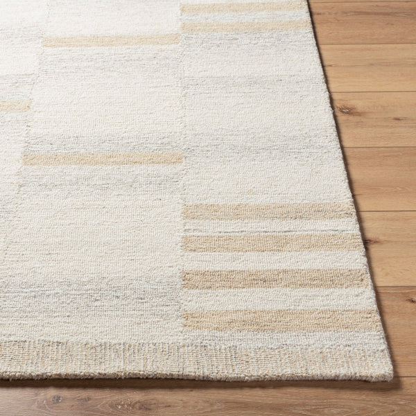 Livabliss Max Handcrafted Wool Rug Moroccan Stripe Desert Neutral Tones for Living Room Decor Ivory, Cream 5' x 7'6" BOMX2300-576