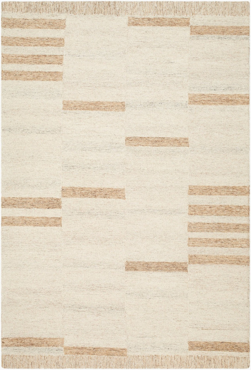 Livabliss Max Wool Hand Tufted Moroccan Striped Accent Rug Plush Artisan Crafted Neutral Decor Ivory, Light Be 5' x 7'6" BOMX2301-576