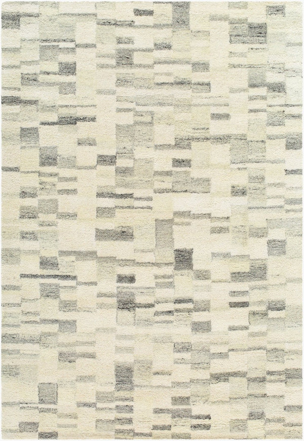 Livabliss Max Hand-tufted Wool Flatweave Rug with Mid-century Modern Pattern for Entryways Ivory, Charcoal 2' x 3' BOMX2303-23