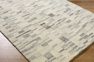 Livabliss Max Hand-tufted Wool Flatweave Rug with Mid-century Modern Pattern for Entryways Ivory, Charcoal 2' x 3' BOMX2303-23