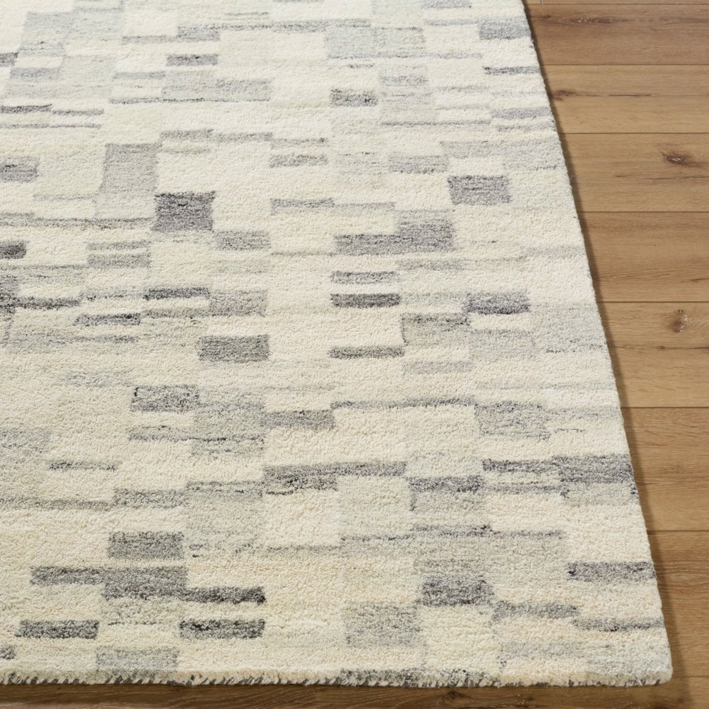 Livabliss Max Hand-tufted Wool Flatweave Rug with Mid-century Modern Pattern for Entryways Ivory, Charcoal 2' x 3' BOMX2303-23