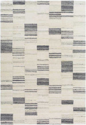 Livabliss Max Handmade Wool Flat Weave Accent Rug Mid Century Modern Style for Entryways Ivory, Charcoal 2' x 3' BOMX2305-23