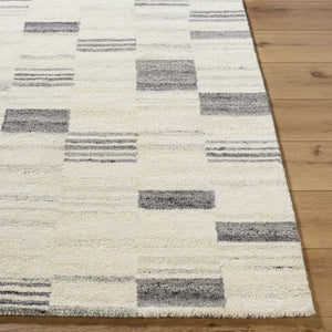 Livabliss Max Handmade Wool Flat Weave Accent Rug Mid Century Modern Style for Entryways Ivory, Charcoal 2' x 3' BOMX2305-23