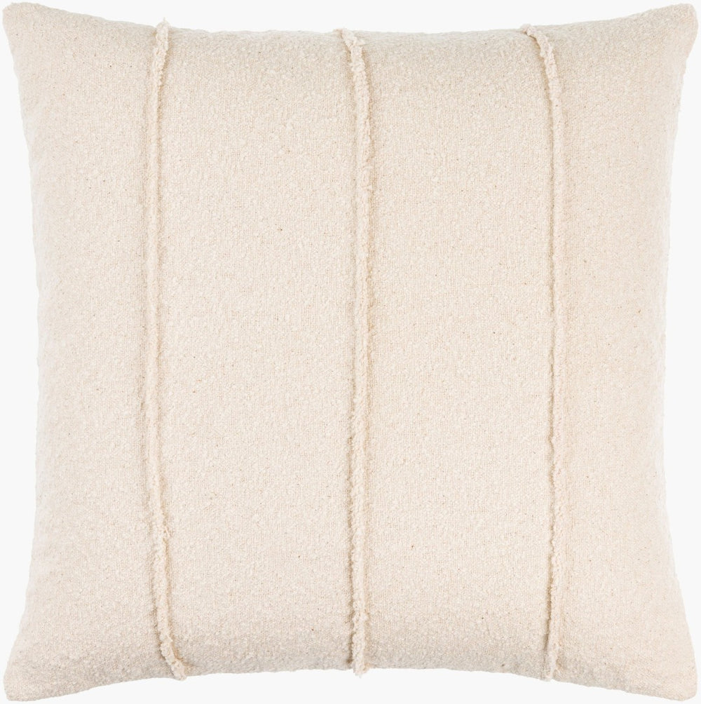 Livabliss Mindy Off-white Cotton Square Throw Pillow Textured Stripe Relief for Modern Living BOMY003-2020P