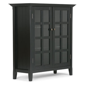 English Elm Acadian 39" Wide Solid Wood Transitional Storage Cabinet With Glass Doors, Adjustable Shelves & Style B136P159677