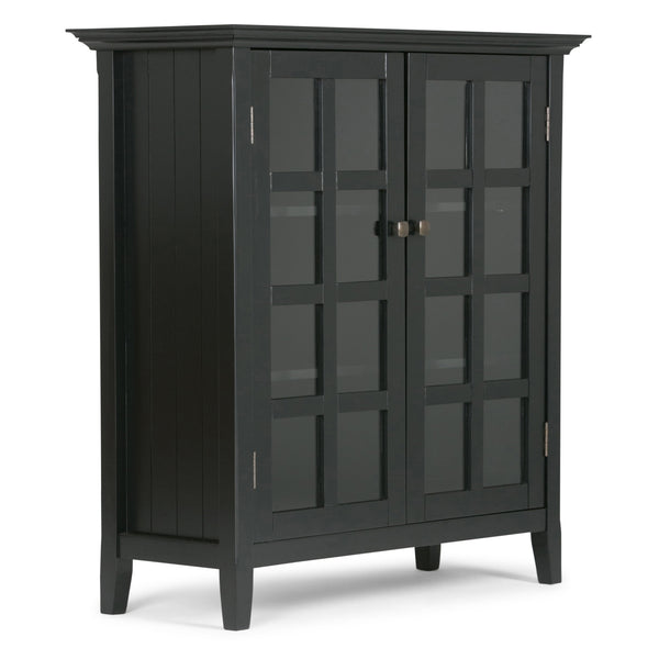 English Elm Acadian 39" Wide Solid Wood Transitional Storage Cabinet With Glass Doors, Adjustable Shelves & Style B136P159677
