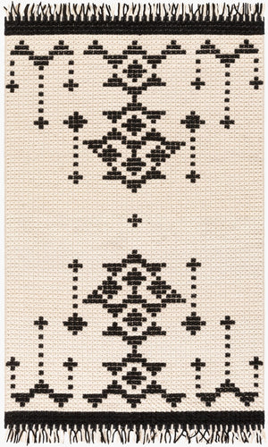 Surya Beni Ourain 2'6" X 8' Handmade Wool Rug - Elegant Global Design For Timeless Home Charm & Durability Black Wool Bon2302-23