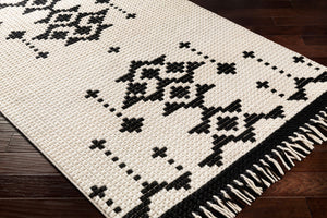 Surya Beni Ourain 2'6" X 8' Handmade Wool Rug - Elegant Global Design For Timeless Home Charm & Durability Black Wool Bon2302-23