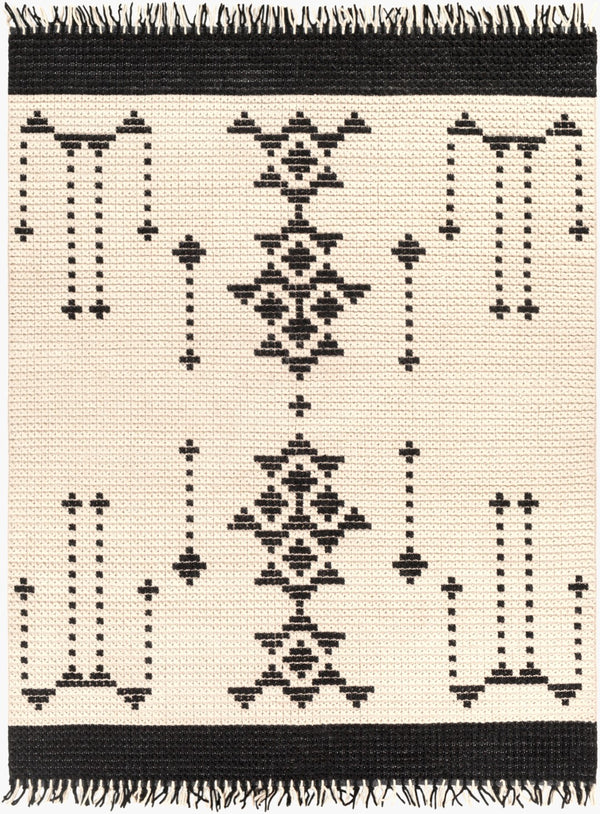 Surya Beni Ourain 2'6" X 8' Handmade Wool Rug - Elegant Global Design For Timeless Home Charm & Durability Black Wool Bon2302-810