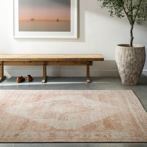 Livabliss Luca Medallion Accent Rug Turkish Woven Polyester for Entryway or Reading Nook Ivory, Dusty Pi 2'2" x 3'9" BONC2301-2239