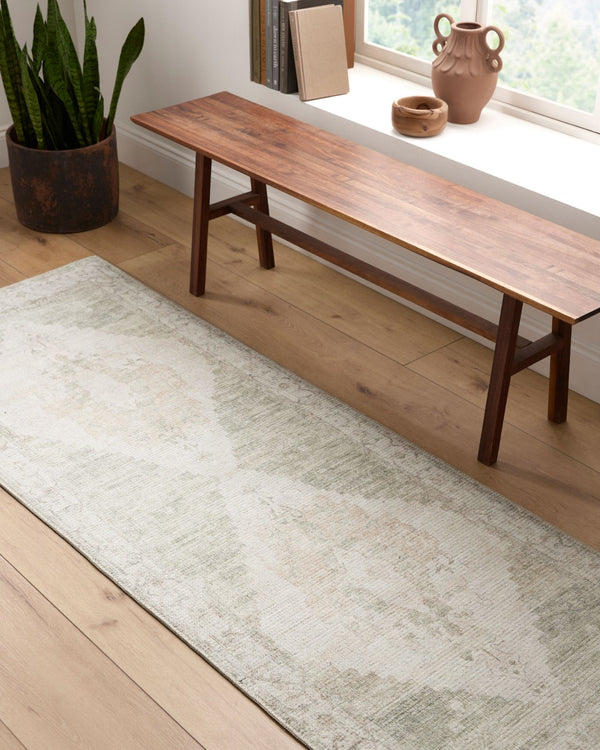 Livabliss Luca Traditional Pattern Polyester Accent Rug for Entryways Bathrooms and Beside Beds Ivory, Olive 2'7" x 7'3" BONC2302-2773