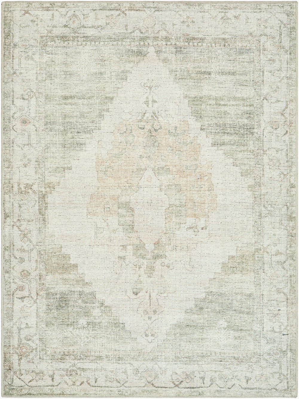 Livabliss Luca Traditional Pattern Polyester Accent Rug for Entryways Bathrooms and Beside Beds Ivory, Olive 9'2" x 12' BONC2302-9212