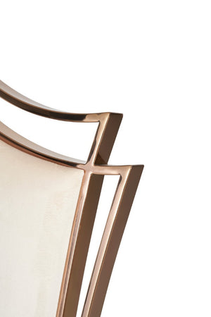 VIG Furniture Bonnie Beige Velvet Dining Chair Set Of 2 With Rose Gold Stainless Frame, Asymmetrical Back Design VGZAY906-BEI-DC