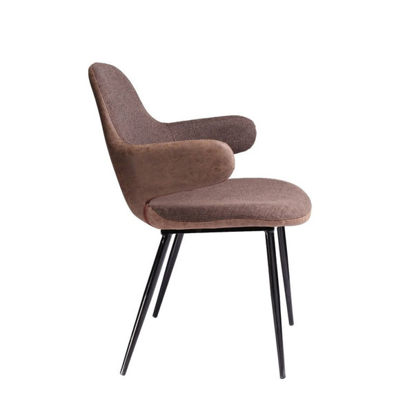 VIG Furniture Bontura Brown Two-Tone Fabric & Vegan Leather Accent Chair With Black Legs, Modern Comfort VGOBTY147-BRN-CH