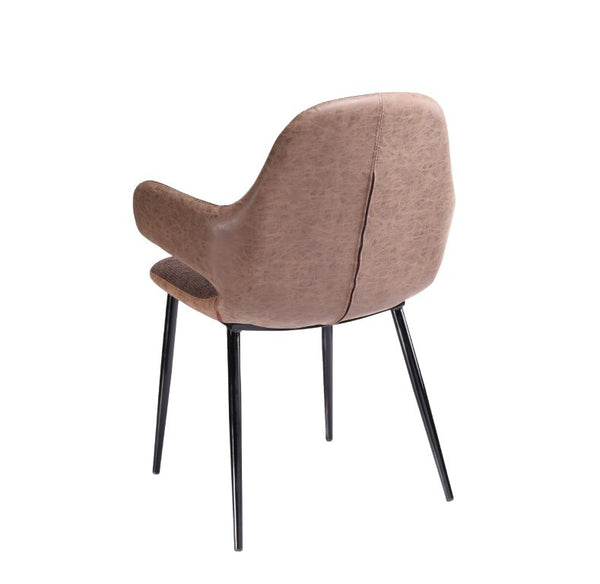 VIG Furniture Bontura Brown Two-Tone Fabric & Vegan Leather Accent Chair With Black Legs, Modern Comfort VGOBTY147-BRN-CH