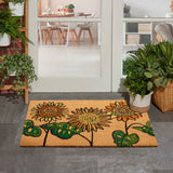 Nourison WaverlyWav17 Greetings WGT51 Machine Made Tufted  Indoor/Outdoor Floral  Rug Yellow, Yellow 100% Coir 99446771872