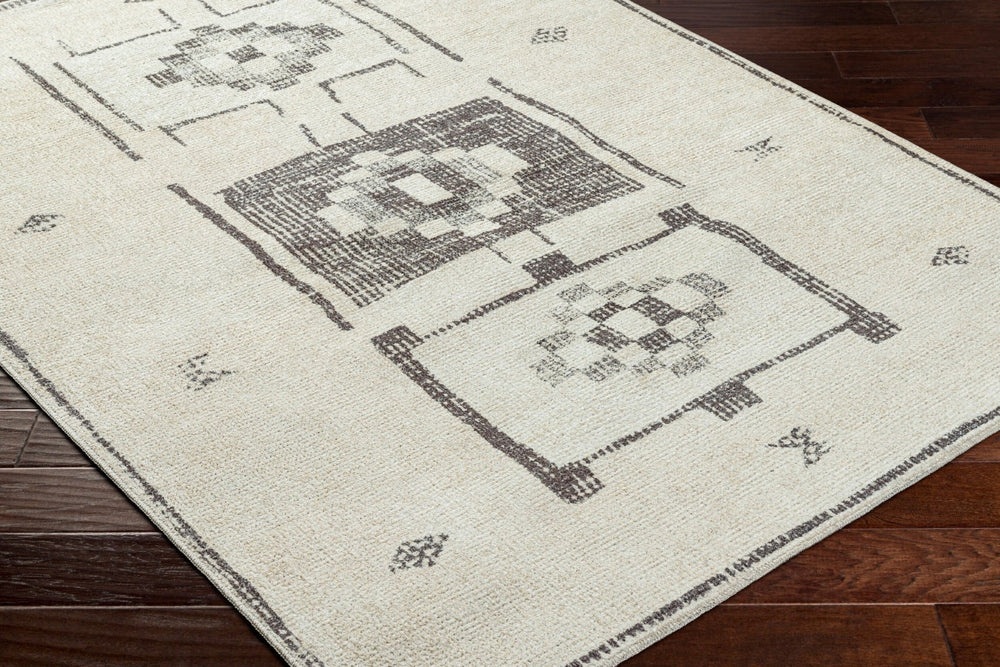 Livabliss Solana Bohemian Global Accent Rug Polyester Woven in Turkey for Entryways and Cozy Nooks Ivory, Black 5'3" x 7' BOOC2302-537