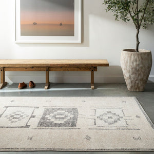 Livabliss Solana Bohemian Global Accent Rug Polyester Woven in Turkey for Entryways and Cozy Nooks Ivory, Black 5'3" x 7' BOOC2302-537