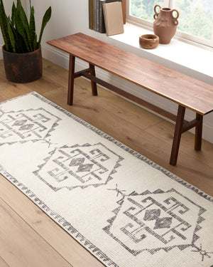 Livabliss Solana Global Inspired Polyester Area Rug for Entryways Bathrooms and Bedside Accents Ivory, Black 2'7" x 7'3" BOOC2303-2773