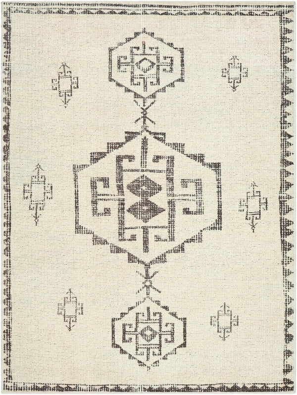 Livabliss Solana Global Inspired Polyester Area Rug for Entryways Bathrooms and Bedside Accents Ivory, Black 3'11" x 5'7" BOOC2303-31157