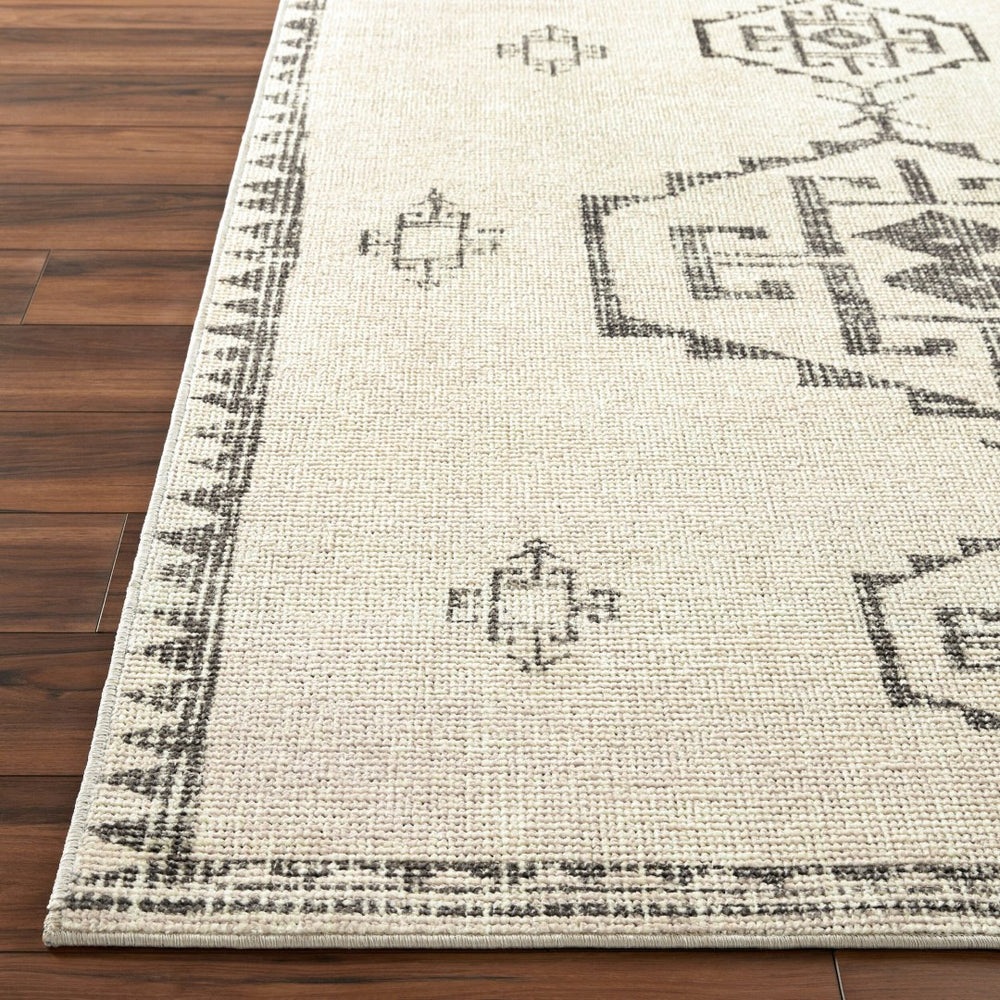 Livabliss Solana Global Inspired Polyester Area Rug for Entryways Bathrooms and Bedside Accents Ivory, Black 3'11" x 5'7" BOOC2303-31157