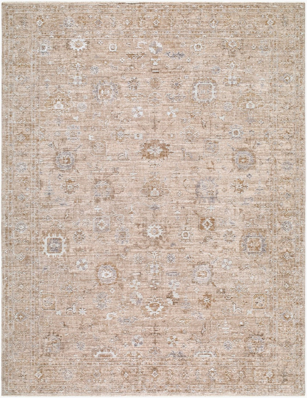 Livabliss Penny Traditional Medallion Runner Rug Turkish Polyester Fringe Hallway Accent Ivory, White 9' x 12'6" BOPE2300-9126