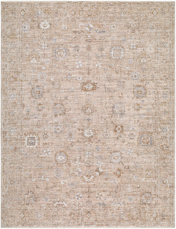 Livabliss Penny Traditional Medallion Runner Rug Turkish Polyester Fringe Hallway Accent Ivory, White 6'7" x 9' BOPE2300-679