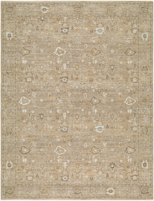 Livabliss Penny Traditional Turkish Runner Rug Polyester Medium Pile Fringe Hallway Accent Ivory, Mustard 5'3" x 7' BOPE2301-537