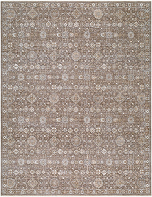 Livabliss Penny Traditional Fringe Runner Rug Polyester Hallway Accent Woven in Turkey Tan, White 6'7" x 9' BOPE2302-679